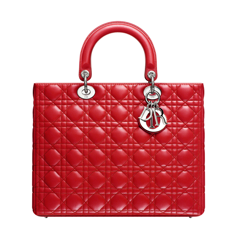 CAL44561 R303 Borsa grande Lady Dior in pelle rossa
